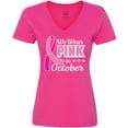 thumbnail image 3 of Inktastic Breast Cancer Awareness We Wear Pink in October Women's V-Neck T-Shirt, 3 of 5