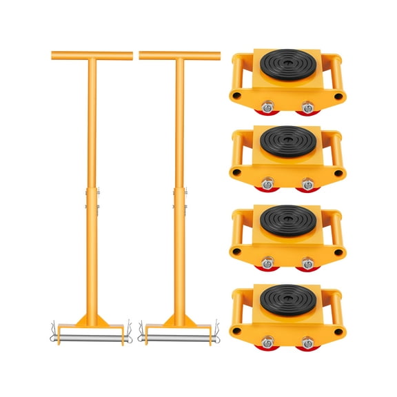 VEVOR Machine Skate, 6T Machinery Skate Dolly,13228 lbs Machinery Moving Skate,Machinery Mover Skate with 360° Rotation Cap and PU Directional Rollers,Heavy Duty Industrial Moving Equipment,Yellow
