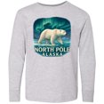 thumbnail image 3 of Inktastic North Pole Alaska Polar Bear Aurora Long Sleeve Youth T-Shirt, 3 of 5