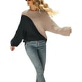 thumbnail image 3 of Qiylii Women Color Block Sweater, Long Sleeve O-Neck Loose Knitted Tops, 3 of 9