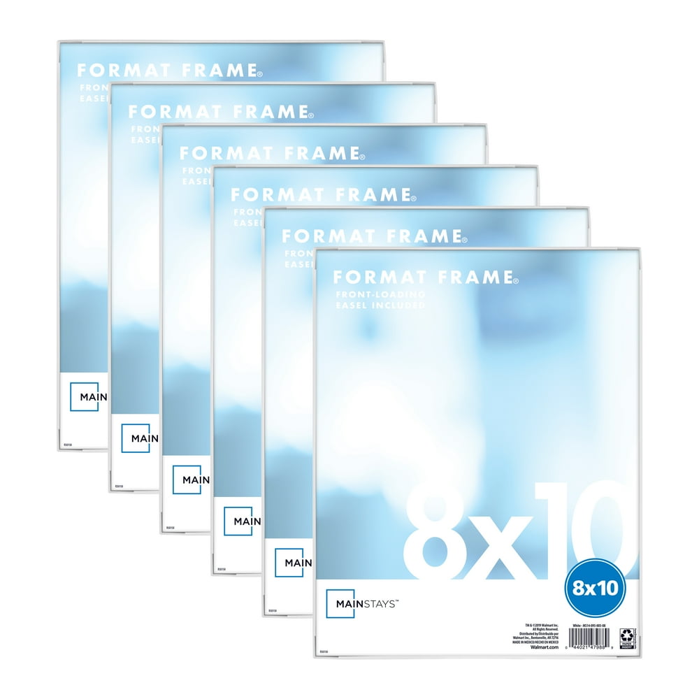 Mainstays 8" x 10" Format Picture Frame Set, White, Set of 6 Walmart