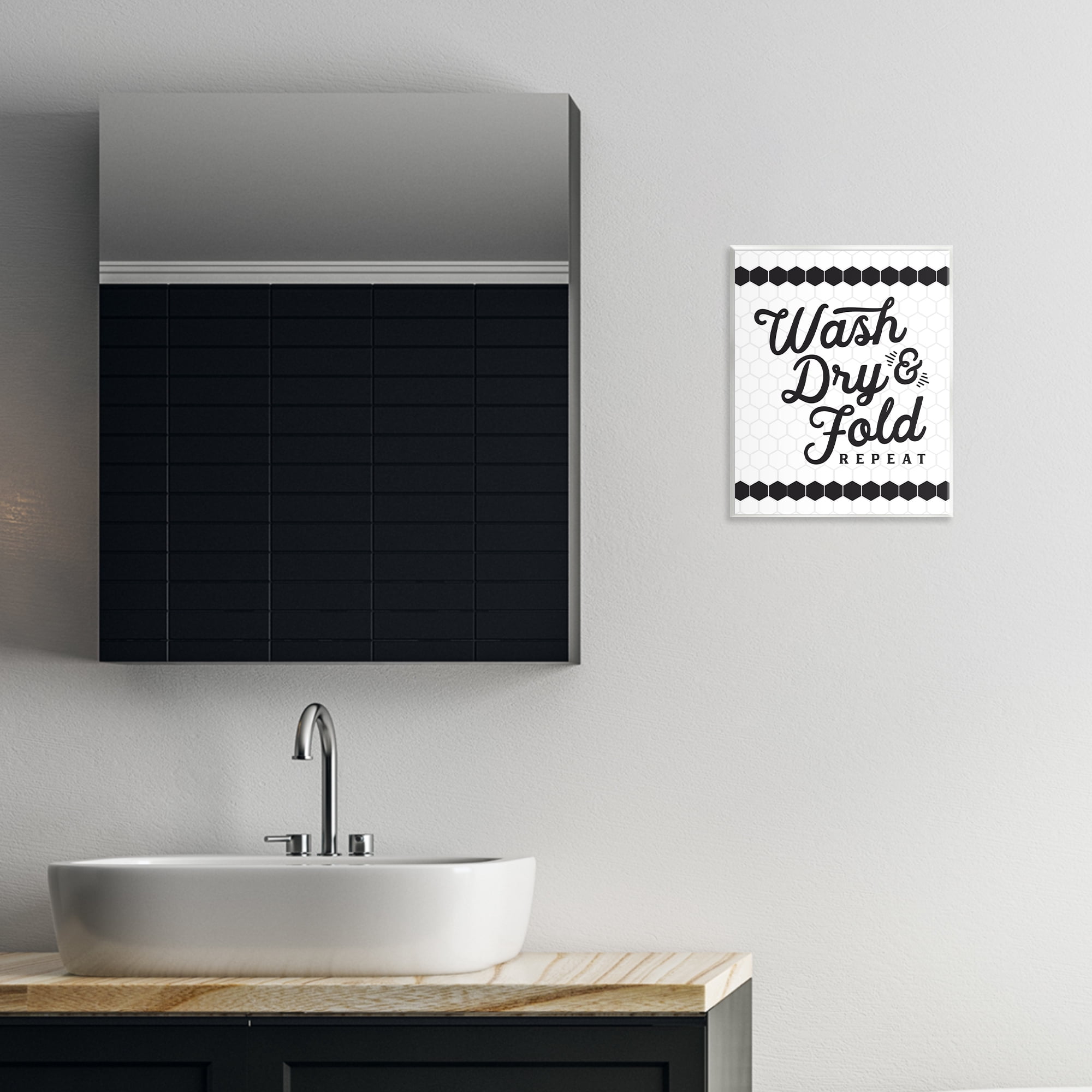 Stupell Industries Geometric Laundry Phrase Typography Painting Unframed Art Print Wall Art, 11 x 14