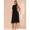 thumbnail image 5 of Black Plus Size Sleeveless Mid-Length A-Line Bodycon Dress With Ruched Detail, 5 of 6