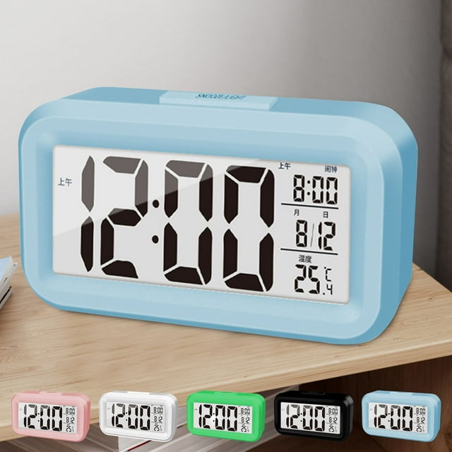 Vaidha Upgraded Digital Alarm Clock 4.3in LED Display With Temperature Larger Lound Light Control Portable Snooze Calendar Brightness With Battery Powered Alarm Clock