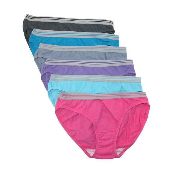 Fruit of the Loom Women's Heathered Bikini Underwear Pack of 6,Assorted,8