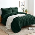 thumbnail image 5 of DHOLE Queen Size 7-Piece Bed in a Bag Comforter Set – Boho Tufted Shabby Chic Bedding, Ultra Soft Microfiber All-Season Vintage Farmhouse Duvet Cover Set with Pillow Shams - Green, 5 of 12
