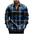 thumbnail image 2 of LEBONYARD Men's Long Sleeve Button-down Shirt,Men's Fashionable Check Print Casual Long Sleeve Turndown Collar Blouse Shirt Navy M, 2 of 5