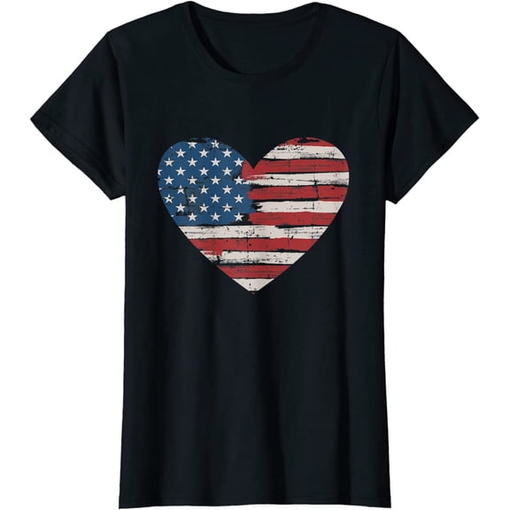 US American Flag Heart for Independence day on 4th of July T-Shirt Gift