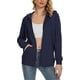 thumbnail image 2 of Women's Zip Up Hoodie Fleece Lined Drawstring Hooded Sweatshirt Causal Long Sleeve Jacket With Pockets, 2 of 4