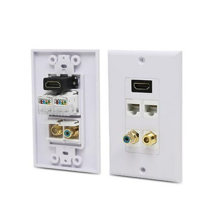 - Fosmon Gold Plated HDMI with Ethernet / RCA Mono Audio / F Connector Coaxial / Dual Ethernet Combo Wall Plate Face Cover for HDTV, Home Theater, DVD, Cable Satellite, PS3/PS4, Nintendo Switch