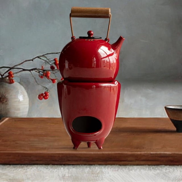 Tetera de cerámica Regalo de 500 ml, olla decorativa de cocina de cocina con hervidor de agua para amantes del té, año nuevo, campamento, jardín Con más cálido