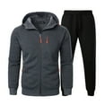 thumbnail image 3 of VBTAPA Sweatsuits for Men 2 Piece Hoodie Jogging Tracksuit Set Color Block Zip Up Hooded Jacket with Drawstring Jogger Pants Casual Athletic Outfits with Pockets Limited Time Deals Dark Gray XXL, 3 of 6