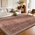 thumbnail image 2 of Toyoso 5'x7' Distressed Persian Area Rug - Rustic Brick Red & Terracotta Silicone Rug, Antique Southwestern Washable Floor Decor, Non-Slip Low-Pile Indoor Mat for Living Room & Study Office, 2 of 9