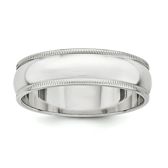Sterling Silver 6mm Half Round Milgrain Band