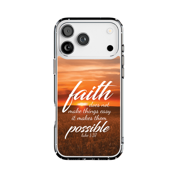 DistinctInk Hybrid Clear Case Compatible with MagSafe for iPhone 17 Pro Max- Faith Makes Things Possible Luke 1:37