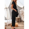 thumbnail image 3 of Chic and Comfortable Black Wide Leg Jumpsuit - Short Sleeves and Tie Waist | [ZhiHiMeRi] | (US 12-14)L, 3 of 12