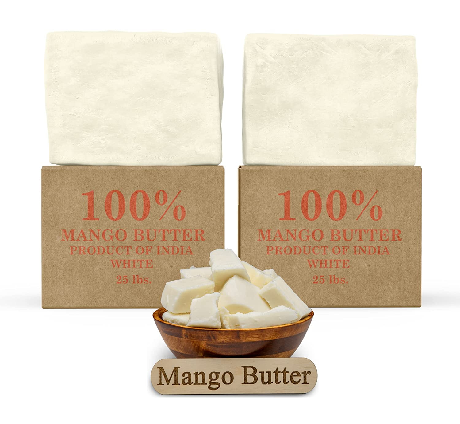 Raw Mango Butter 1 lb. Bar - 100% Pure Natural Unrefined - Great for Skin, and Hair Growth. DIY Soap Making, Body Butter, Lotions and Creams.