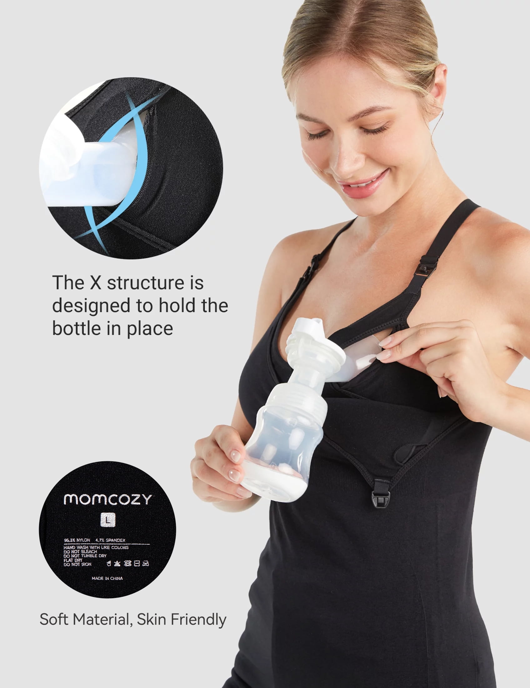 GetUSCart- Momcozy Hands Free Pumping Bra, Adjustable Breast-Pumps Holding  and Nursing Bra, Suitable for Breastfeeding-Pumps by Lansinoh, Philips  Avent, Spectra, Evenflo and More Black