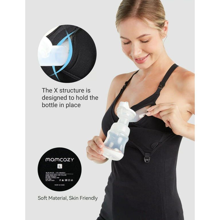 Momcozy Hands Free Pumping Bra, Adjustable Breast-Pumps Holding and Nursing  Bra, Suitable for Breast Pump by Lansinoh, etc Grey
