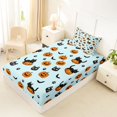 thumbnail image 2 of Manfei Gothic Halloween Twin Fitted Sheet,Cute Halloween Theme Kitten Bedding,2pcs,1 Fitted Sheet and 1 Pillowcase, 2 of 6