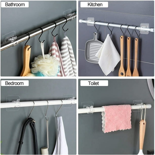 6pcs Hanging Rod Clip Curtain Fixing Clip Shower Curtain Support Towel Rod  Hooks Shower Rod Holder Pipe Towel Holder Drapery Hooks Curtain Hooks for