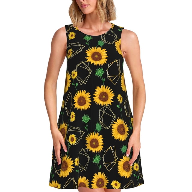 Balery Flower (2) Vestidos de verano para mujer con estampado: vestido holgado sin mangas, vestido playero informal y cómodo para días calurosos.
