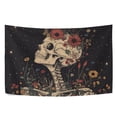 thumbnail image 6 of Yayeee Tapestry Wall Hanging for Bedroom 60" x 40" Living Room Home Wall Art Decor, Skeleton With Flowers Pattern, 6 of 7