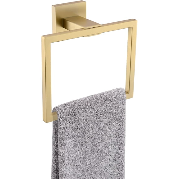 Brushed Gold Towel Ring for Bathroom, Stainless Steel Wall Mount, Hand Towel Rack