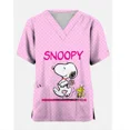 thumbnail image 2 of Camiseta de mujer, uniforme de enfermera, adorable estampado de dibujos animados de Snoopy y Charlie Brown, cuello en V, bolsillo, ropa de trabajo médica, uniforme de enfermera, tops, 2 of 5
