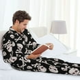 thumbnail image 6 of Naloa black white Skull bone Men’s Pajamas Set - Long Sleeve Button Down Sleep Shirt and Pajama Bottoms Sleepwear Set-X-Large, 6 of 7