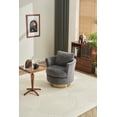 thumbnail image 5 of Swivel Barrel Chair, Velvet Swivel Accent Chairs with Gold Stainless Steel Base, Armrests and Padded Seat, Round Barrel Reading Chairs for Bedroom Comfy, Grey, 5 of 9