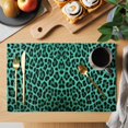 thumbnail image 2 of Green Leopard Print Placemats Set of 6, Farmhouse Abstract Animal Patterned Placemats for Dining Table, Place Mats for Kitchen Tabletop, Waterproof Wipeable Dining Table Mats Set, 2 of 9