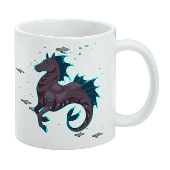 Hippocampus Mythical Sea Horse With Fish White Mug