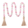 thumbnail image 2 of Cuentas de madera rústicas estilo campestre con borlas, estilo bohemio, de 40 pulgadas Rosa, 2 of 6