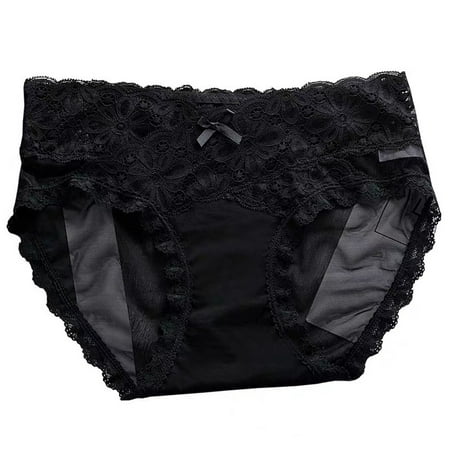 

Girls Underwear Comfortable Lace Feel Transparent Mid Waist Mesh Ice Silk Traceless Breathable Panties for Women