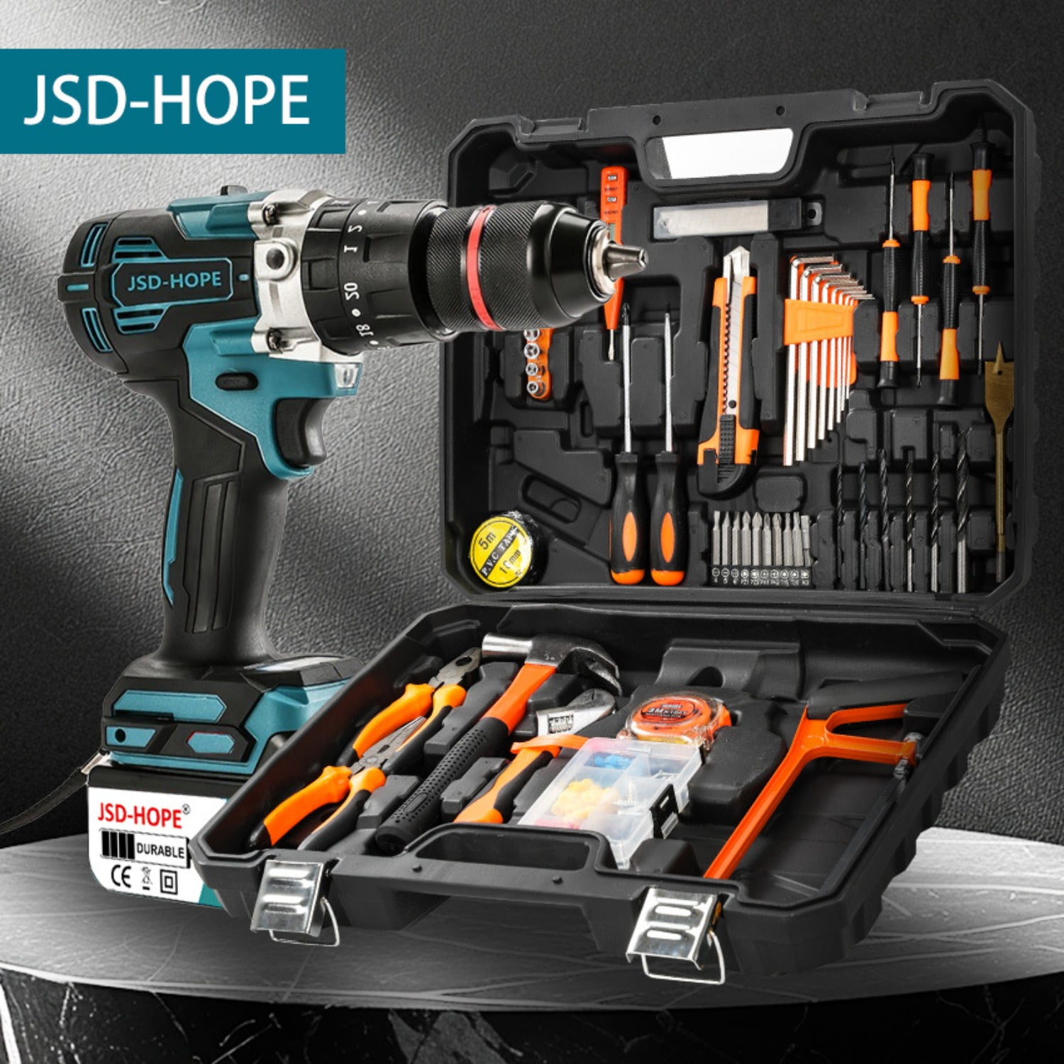 【2-Speed Brushless Drill】13mm Cordless Impact Drill-High Power Lithium-Ion Electric Drill for Ice/Concrete/Metal,Rechargeable Pistol Grip Design