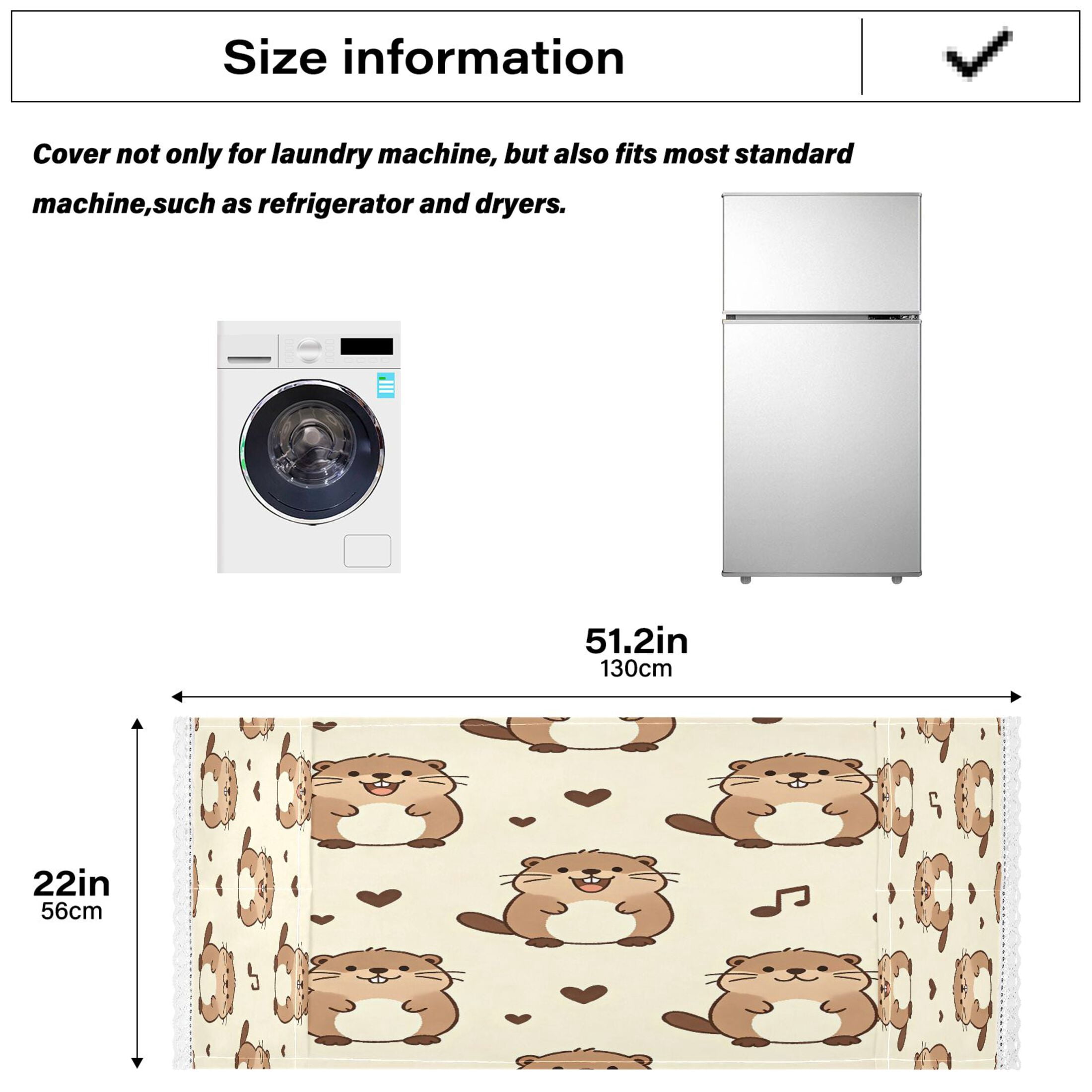 Wobogo Kawaii Beaver Washing Machine Cover Dustproof Washer Dryer Cover Waterproof Laundry Room Decorative Protector