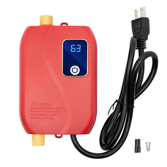 Fixartoo Tankless Water Heater 3000W,Instant Electric Hot Water Heater with LED Display,Under Sink Mini Electric for Kitchen Bathroom Water Heater,110V (Red)