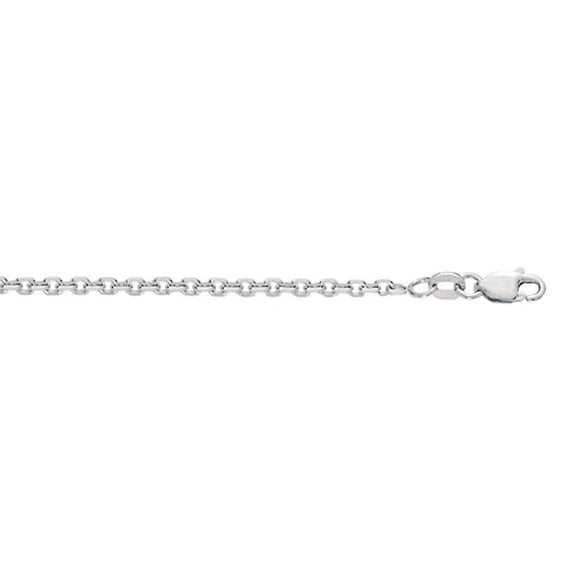Sterling Silver Rhodium Finish 2.3mm Sparkle-Cut Cable Chain Lobster Clasp Necklace - 18 Inch
