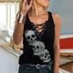 thumbnail image 2 of Camiseta Sin Mangas Para Mujer Tops Sin Mangas Blusa Casual Calavera Gráfico Cool Cordón Cuello en V Odeerbi ODB161612, 2 of 5