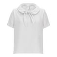 thumbnail image 4 of Htigea Women's Plus Size Cotton Linen T-Shirts Summer Collared Short Sleeve Tops Cute Tee Casual Loose Fit Shirts for Daily Vacation White XXXXXL, 4 of 6