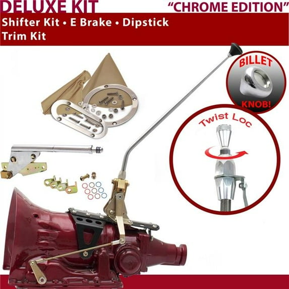 American Shifter 4L60 Shifter Kit Chrome 16 in. E Brake Trim Kit Dipstick for F27A3
