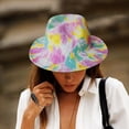 thumbnail image 2 of yunLXY Muslim Hat Pink Tie-Dye Printed Hat for Women Mens Wide Jazz Hat Tie-Dye Hat forParty One Size, 2 of 3