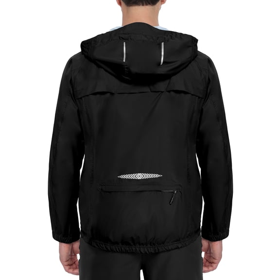 Men's Waterproof Windbreaker Lightweight Packble Cycling Jacket for Biking, Running Black S