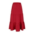 thumbnail image 6 of Cathalem Midi Skirts for Women Women’s Elastic Waist Pleated A-Line Flowy Swing Tiered Long Beach Skirt Dress with Pockets (Red,XXL), 6 of 6