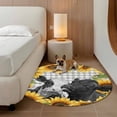 thumbnail image 3 of Sunflower Cows Round Rug 3ft Washable Circle Entryway Rugs Non Slip Yellow Floral Botanical Summer Grey Plaid Area Rug Indoor Floor Carpet for Bedroom Kitchen Living Room Home Office Dining Room, 3 of 8