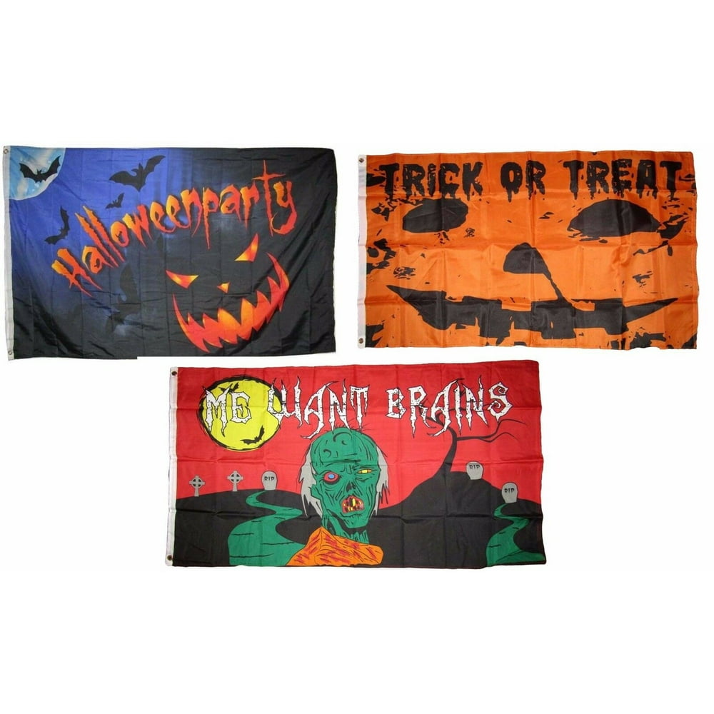 3x5 Happy Halloween 3 Pack Flag Wholesale Set 63 Combo 3x5 Banner