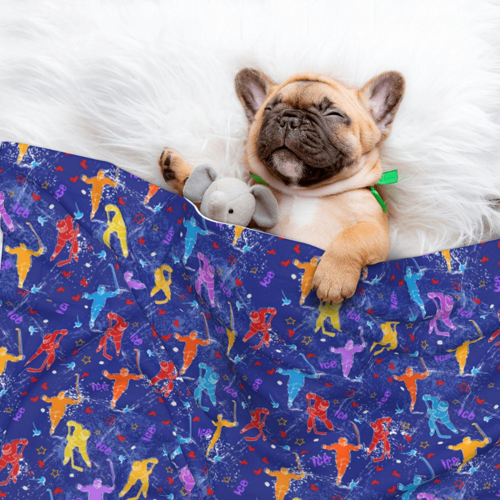 Naloa Ice Hockey Players With Puck Dog Blanket, 3 Sizes Cat Blanket for Indoor Cats Large Medium Small Dog Gifts-Small