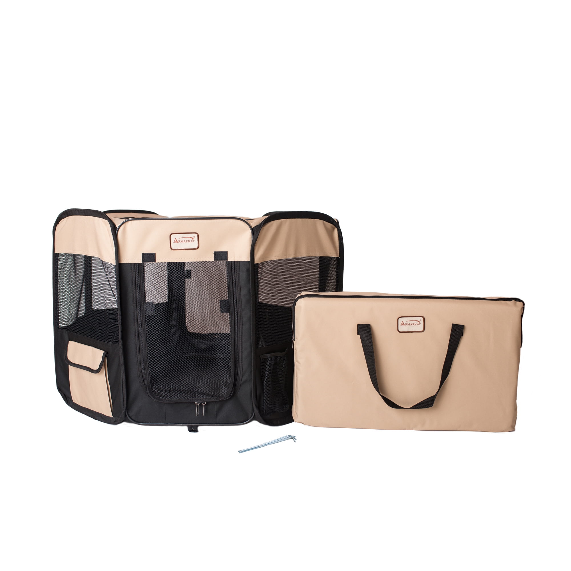 Armarkat Model PP003BGE-M Portable Pet Playpen in Black and Beige Combo