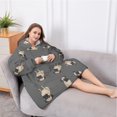 thumbnail image 5 of Oversized Wearable Blanket Hoodie,Cute Pug Puppies Sherpa Blanket Hoodie with Super Pockets,Super Warm Fuzzy Pullover for Women & Men, 5 of 6